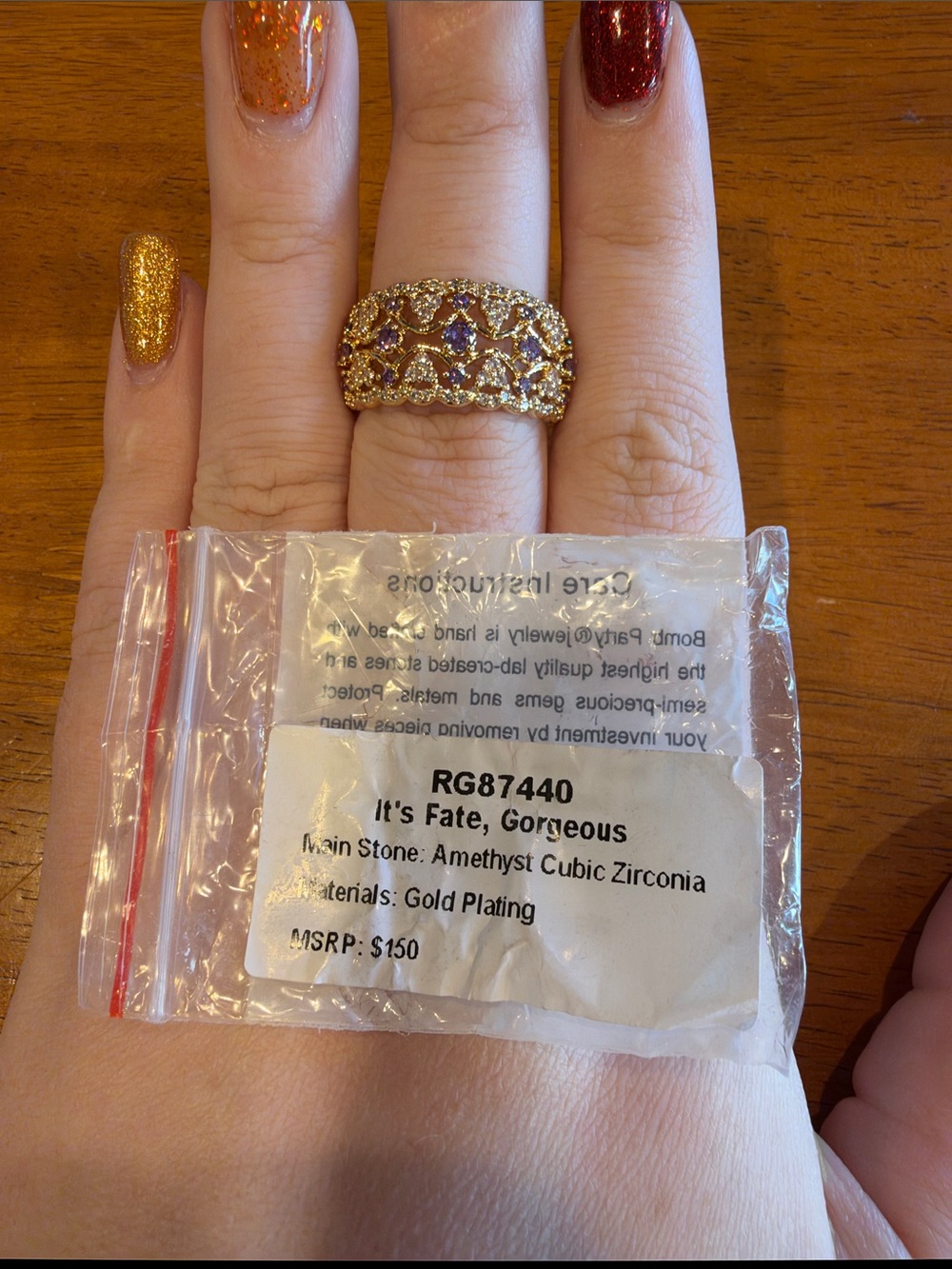It's Fate Gorgeous Gold-Plated Ring with Purple Amethyst CZ Accents